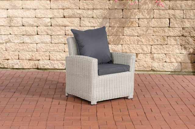 TPFGarden Sessel Fino Gartenstuhl aus Metall und Rattan in Eisengrau und Perlweiß - Bild 1