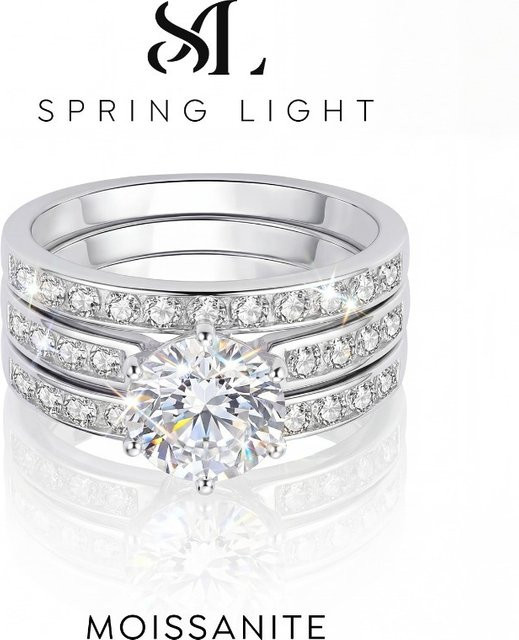 Stylever Ring-Set, 925 Silber, Moissanit, Damen - Bild 1