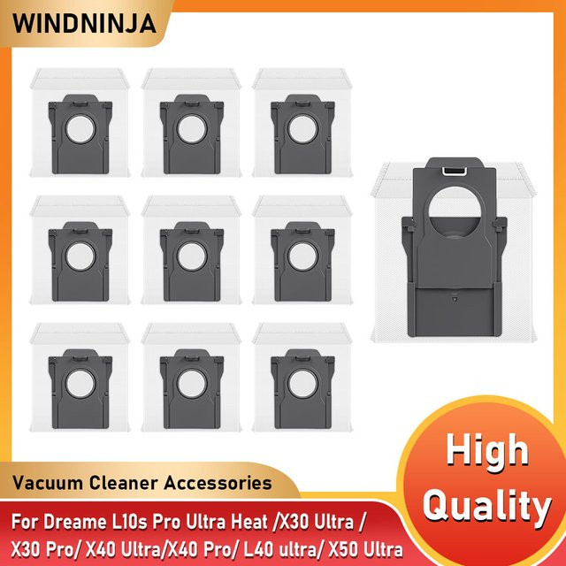 WINDNINJA Staubbeutel Zubehör in Weiß für Dreame L10s Pro Ultra Heat X30 Ultra X30 Pro X40 Ultra X40 Pro L40 Ultra X50 Ultra Roboter Staubsauger - Bild 1