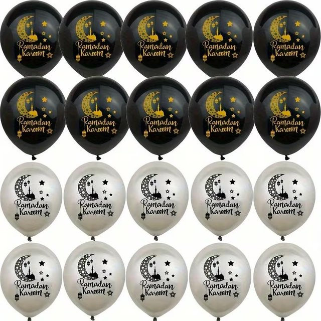 ZQNYCY Ramadan Kareem Latex Ballon Set mit Mond-Motiv, 20 Stück, Multicolour, Dekoration für Eid Mubarak und islamische Feste - Bild 1
