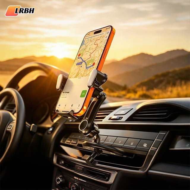 LRBH CD-Slot-Autohalterung für Smartphones mit 360 Grad verstellbarem Drehdesign und verlängertem Metallarm sowie universeller Clip-Basis - Bild 1