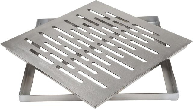 Rutschfestes Ablaufgitter aus Edelstahl mit Rahmen in Silber, B/T/H: 30 x 30 x 2 cm - Bild 1