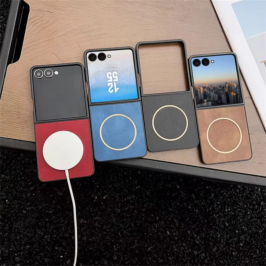 Luxuriöse magnetische Leder-Handyhülle für Samsung Galaxy Z Flip 7 FE und Galaxy Z Flip 6 mit MagSafe Soft Slim Cover - Bild 1