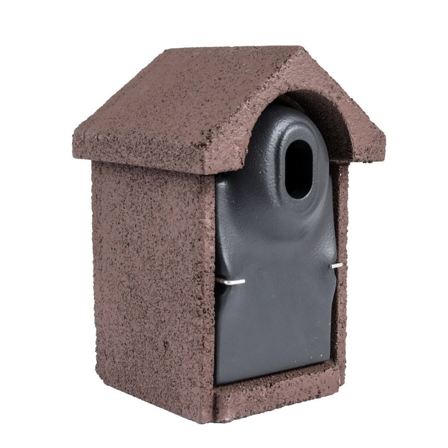 Nistkasten Bilbao WoodStone von CJ Wildlife aus Holzbeton in Schwarz und Braun mit ovaler Einflugöffnung 32 mm - Bild 2