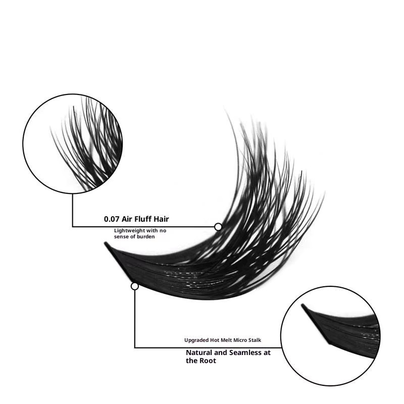 HNKMP 3D Faux Mink Cluster Wimpern-Set, Einzelne Volumen-Wimpern, Gemischte Farben - Bild 5