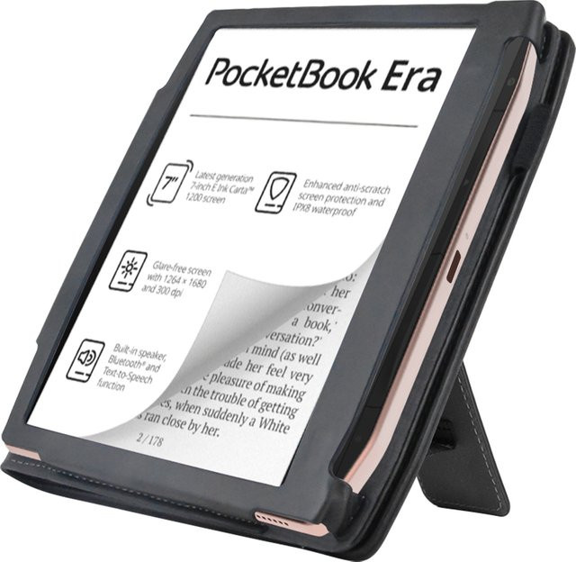 YOUQEEC Schutzhülle für Pocketbook Era PB700 7 Zoll E-Book Reader mit Schlafmodus, Handunterstützung und Ständer, stoßfest und sturzsicher, Schwarz - Bild 1
