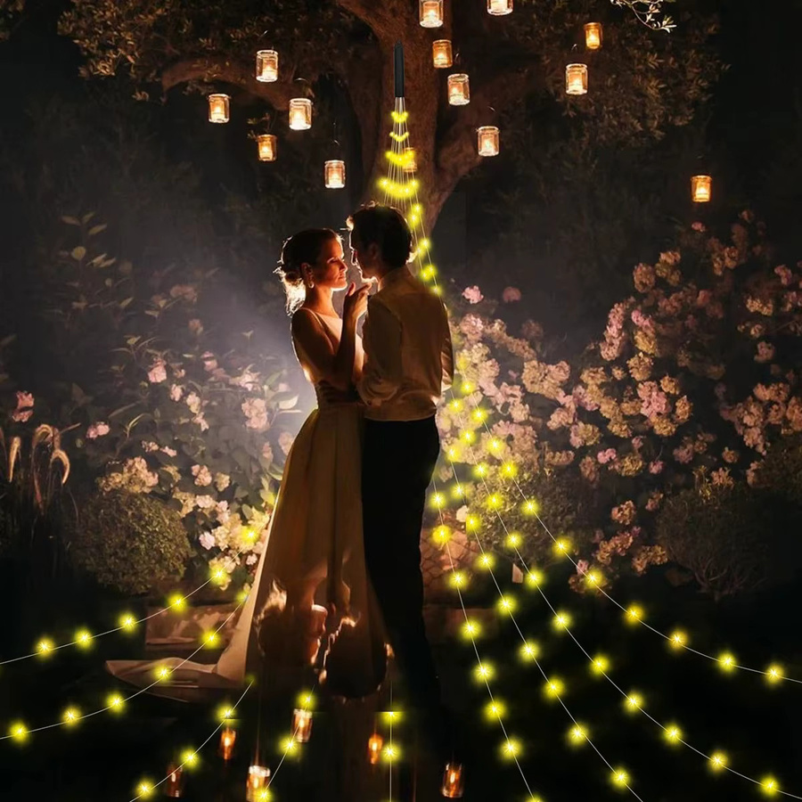Peach Forest LED Weihnachts Lichterkette als Vorhang mit 8 Modi, Mehrfarbig, für Garten und Outdoor-Dekoration - Bild 2