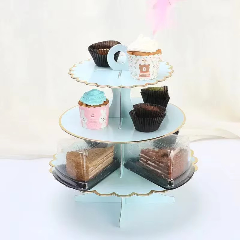3-Schicht Kuchenständer rund in Weiß aus Kunststoff für Nachmittagstee und Bankette - Bild 2