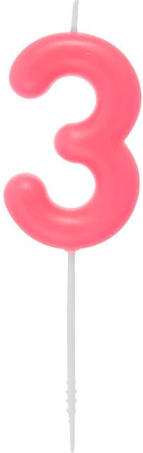 Rico Design Zahlenkerze 3 für deinen Geburtstag in Neon Pink aus Paraffinwachs - Bild 1