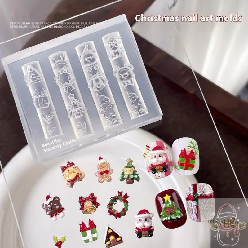 HUA Nagelform Silikon, 3D Relief, Cartoon Weihnachten, DIY Nail Art - Bild 2