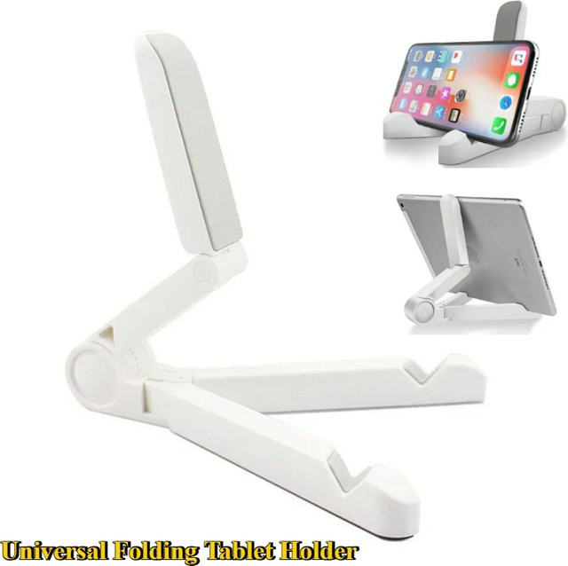 AILEHKUO Faltbarer dreieckiger Handy-Ständer und Tablet-Halter für Smartphone, iPad und Samsung in Weiß oder Gelb - Bild 1