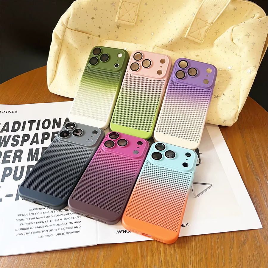 RPKKS Kühlende Mesh-Handyhülle mit Farbverlauf für iPhone 17 Air 16 15 14 13 12 Pro Max Plus aus hartem PC in Multicolour - Bild 3