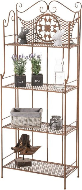 CLP ANIKA Standregal im Landhausstil aus Metall mit 4 Regalböden, klappbar, Braun - Bild 1