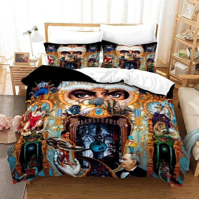 Michael Jackson Bettwäsche-Set mit 3D-Druck aus Mikrofaser, Mehrfarbig, B/H: 240 x 210 cm - Bild 1