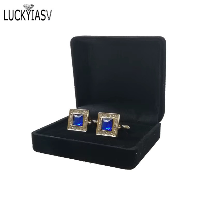 Manschettenknöpfe und Krawattenclip Set von luckyiasv in Schwarz mit Samt und Metall inklusive Geschenkbox für Herren - Bild 2