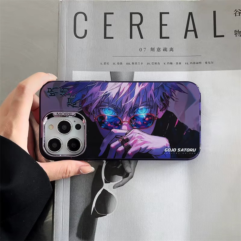 Kute Anime Handyhülle Jujutsu Line Satoru Fushiguro Toji für iPhone 11 bis 17 Pro Max in Silber und Bunt - Bild 2