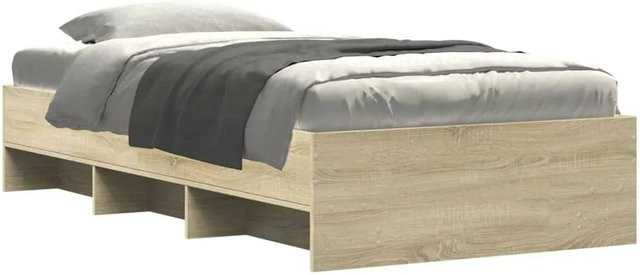 vidaXL Bettgestell aus Holzwerkstoff in Sonoma Eiche mit Seitenfächern, B/T/H: 90 x 200 cm - Bild 1