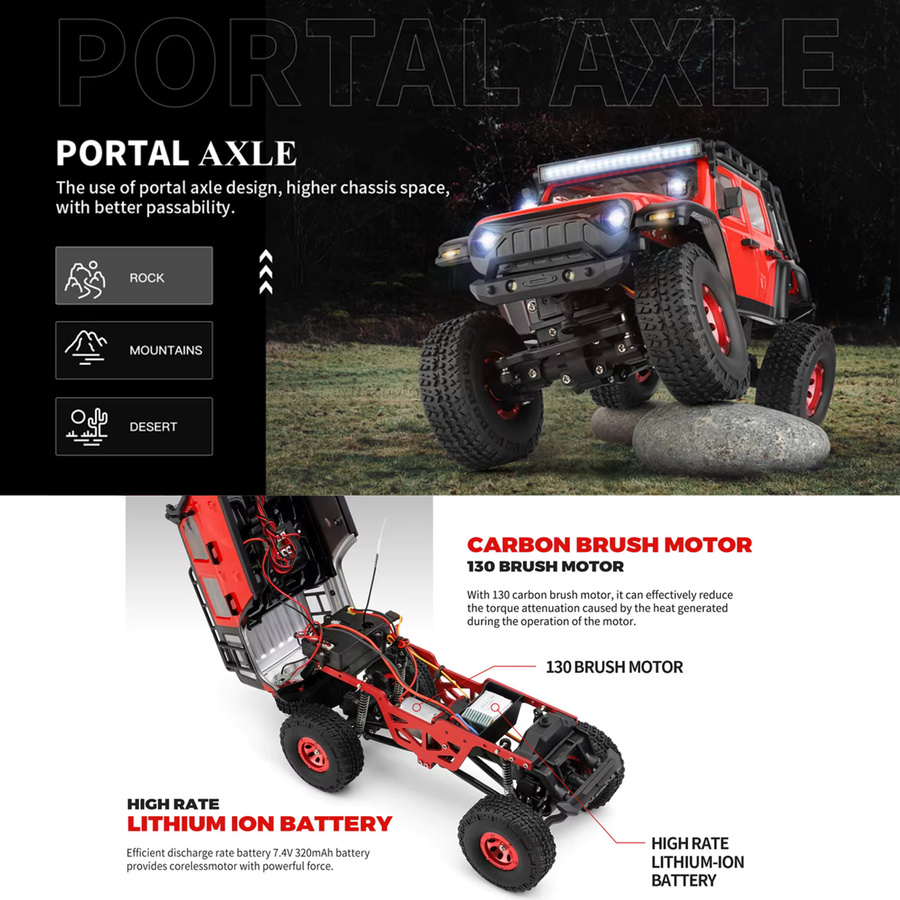 Wltoys 2428 RC Auto, 1:24, 4WD Offroad, Elektro-Crawler, ferngesteuert - Bild 3