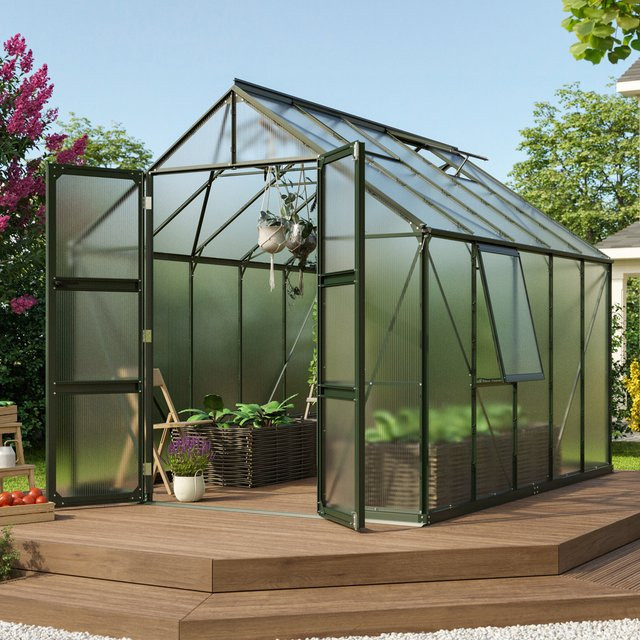 Vitavia Gewächshaus Olymp 8300 in Smaragdgrün mit 8,3 m² Fläche, Polycarbonat-Platten und Fundamentrahmen - Bild 1
