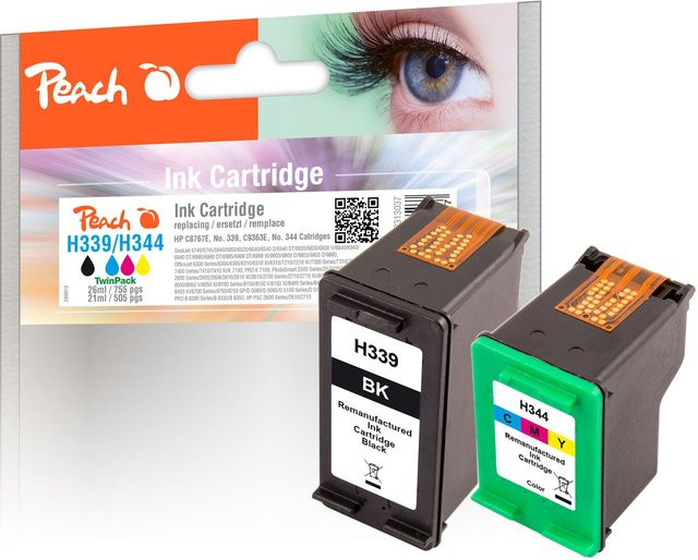 Peach Druckkopf-Set XL für HP No. 339 und No. 344, Schwarz und Farbe, ersetzt C8767E und C9363E für HP DeskJet 5700, 5740, 5745 - Bild 1