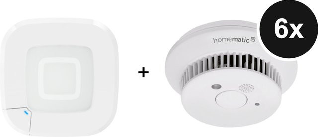 Homematic IP Starter Set mit 6 Rauchwarnmeldern und Access Point 2 in Weiß - Bild 1