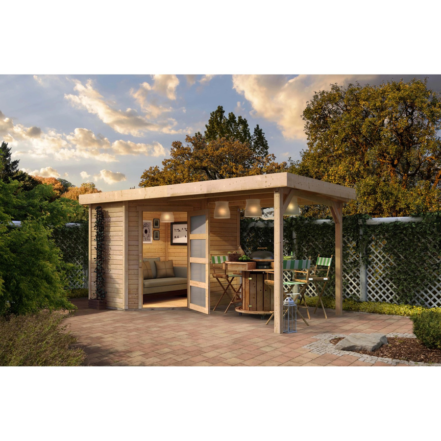 Karibu Gartenhaus Schwandorf 3 aus Holz in Beige mit Flachdach - Bild 2
