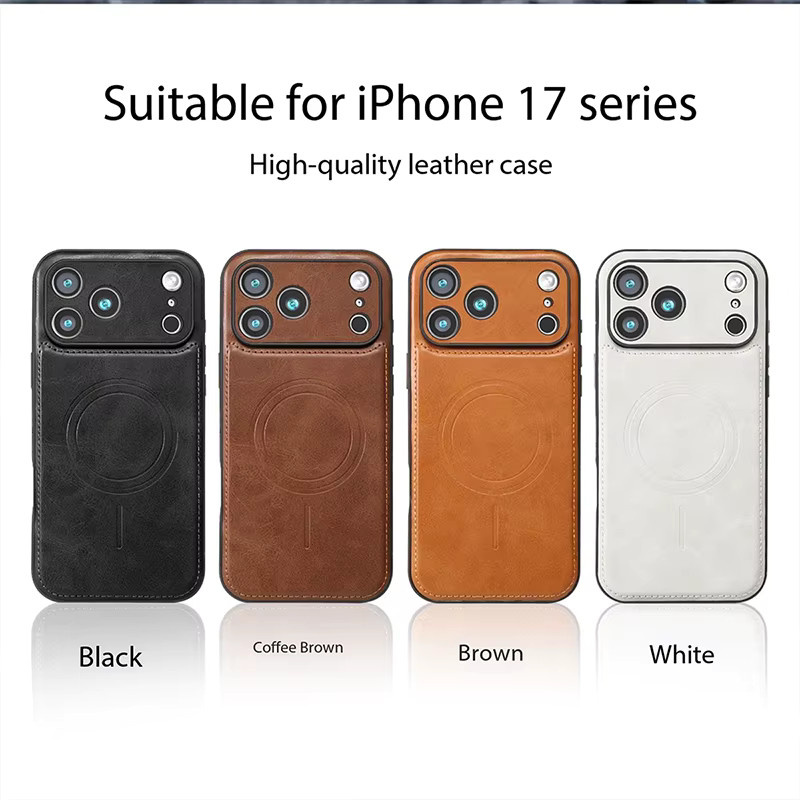 Magnetische Leder-Handyhülle für iPhone 12 bis 17 Pro Max und Plus in Weiß mit Wireless Charging Unterstützung - Bild 4