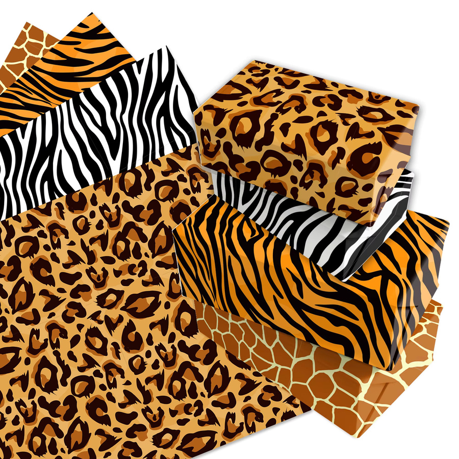 12 Stück Dschungeltiere Party Geschenkboxen aus Papier mit Leopard und Zebra Streifen in Multicolour zum Basteln und Dekorieren - Bild 4