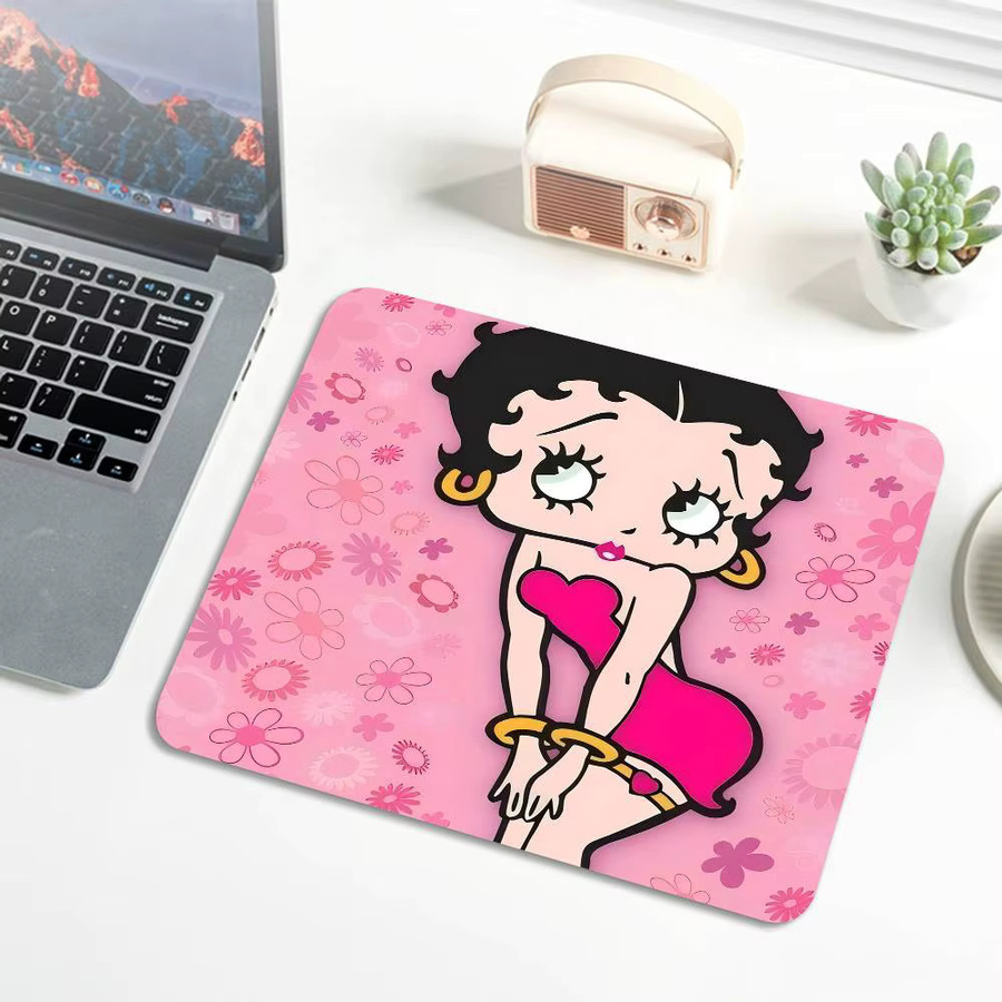 Rastar Mauspad mit Cartoon B-Betty B-Boop Design, rutschfeste Schreibtischunterlage für Computertisch und Tastatur - Bild 3