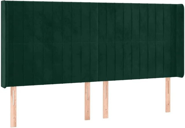 vidaXL Kopfteil mit Ohren in Dunkelgrün aus Samt, Breite: 183 cm, Tiefe: 16 cm, Höhe: 118 cm bis 128 cm - Bild 1