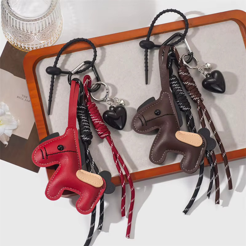 Yogodlns Schlüsselanhänger, Pony, Herzanhänger, PU-Leder, Damen - Bild 1