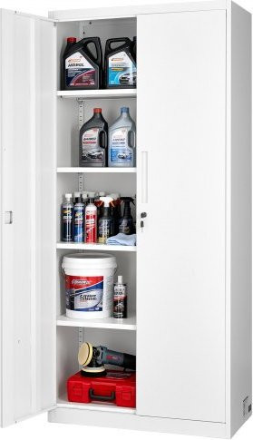 VEVOR Metall-Aufbewahrungsschrank Weiß, Abschließbarer Werkzeugschrank mit 4 verstellbaren Einlegeböden und 2 Magnettüren, Höhe: 175 cm, Breite: 80 cm, Tiefe: 40 cm - Bild 1