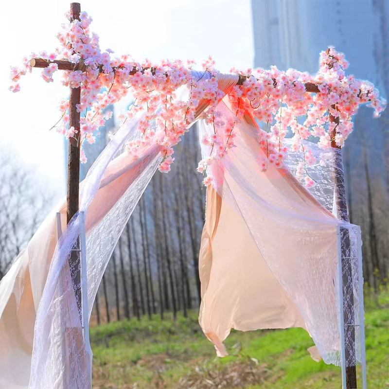 Künstliche Sakura Blumen Rebe in Pink, 180 cm lange Seiden-Pflanzen für Hochzeiten, Garten und Party-Dekoration - Bild 4