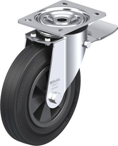 Blickle L-VPP 200G-ST Lenkrolle mit Feststeller aus Stahl und Kunststoff in Schwarz und Grau, Rad-Durchmesser: 20 cm, Tragfähigkeit: 205 kg - Bild 1