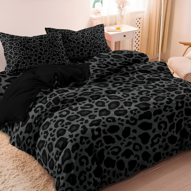 Lodestar 3-teiliges Bettwäsche-Set mit Leopardenmuster in Dunkel, Microfaser-Bettbezug und Kissenbezüge, B/H: 173 x 219 cm - Bild 1