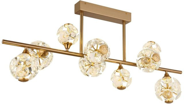 Globo Lighting Deckenleuchte aus Metall und Kristallglas in Gold und Transparent, B/H/T: 34,5 x 101 x 34,5 cm - Bild 1
