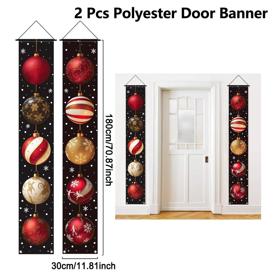 VIKAMA Weihnachts-Türbanner für Zuhause und Veranda, Mehrfarbig, Polyester, B/H: 30 x 180 cm - Bild 3