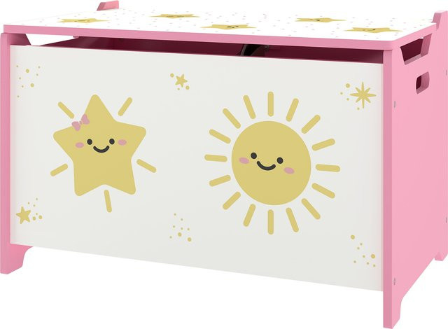 AIYAPLAY Spielzeugkiste Aosom in Rosa mit klappbarem Deckel und Gasdruckfeder, 53L Spielzeugorganisator für Kinderzimmer und Schlafzimmer - Bild 1