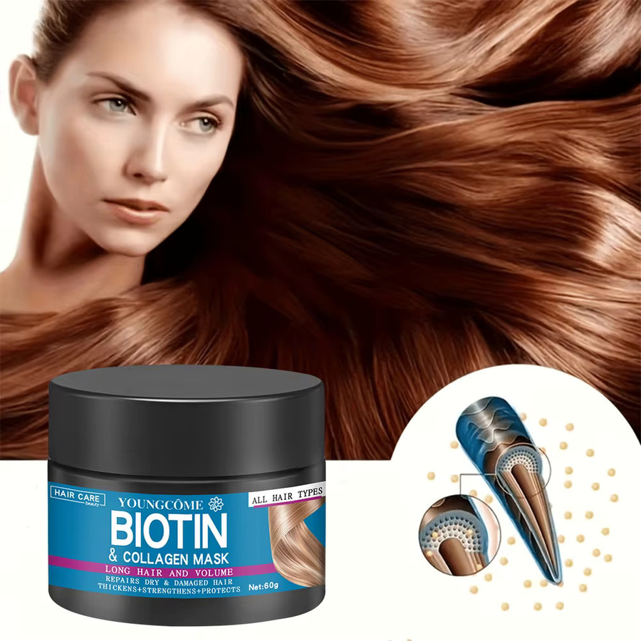 YOUNGCOME Haarmaske mit Biotin, Kollagen, Keratin, für trockenes und strapaziertes Haar - Bild 3