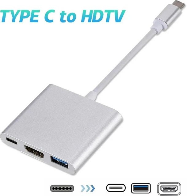 VORTNGLE 3-in-1 USB-C zu HDTV Kabelkonverter in Weiß für 4K Auflösung, kompatibel mit Samsung, Huawei und Xiaomi - Bild 1