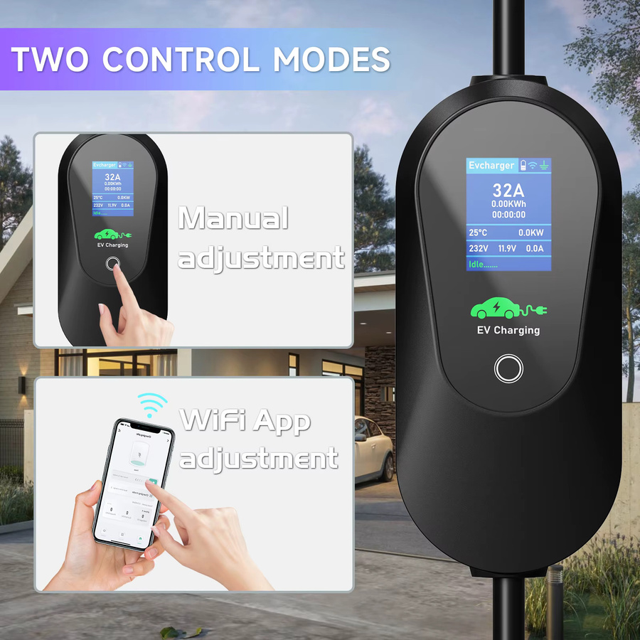 JNTAFEV Tragbares EV-Ladegerät Typ2 mit WLAN-App und Bluetooth-Steuerung, 7,2kW 32A 1-Phasen Elektroauto-Schnellladekabel, Schwarz - Bild 4