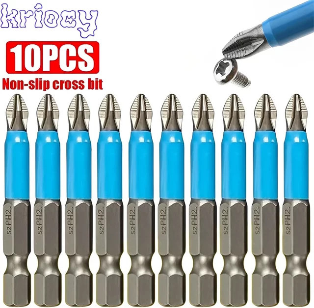 KRIOCY Schraubendreher Bits Set PH2 mit magnetischem 1/4 Zoll Sechskantschaft, 50 mm Länge, Blau - Bild 1