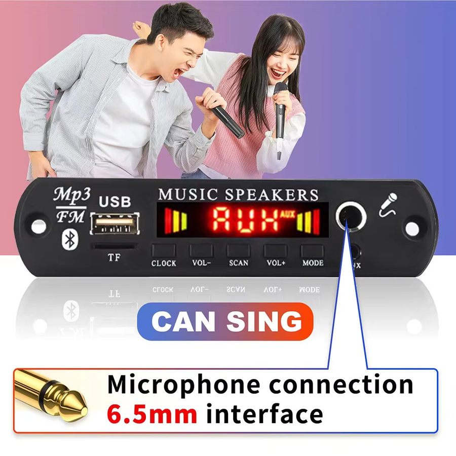 KEBIDU 60W Bluetooth 5.3 MP3 Decoder Board mit FM-Radio und Mikrofonanschluss in Schwarz - Bild 4