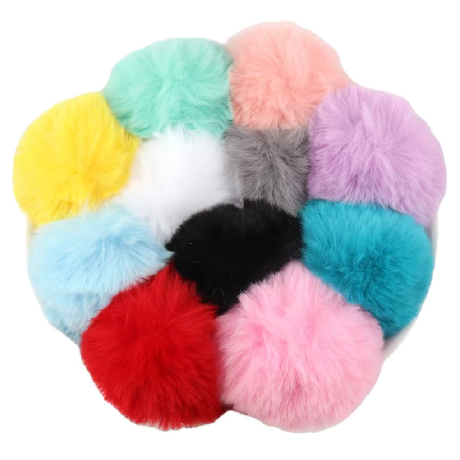 4 Stück Kunst-Rex-Kaninchenfell-Pompom-Kugeln in Multicolour, Durchmesser: 8 cm, flauschige DIY-Pompons für Bastelbedarf, Nähen und Hochzeitsdekoration - Bild 1