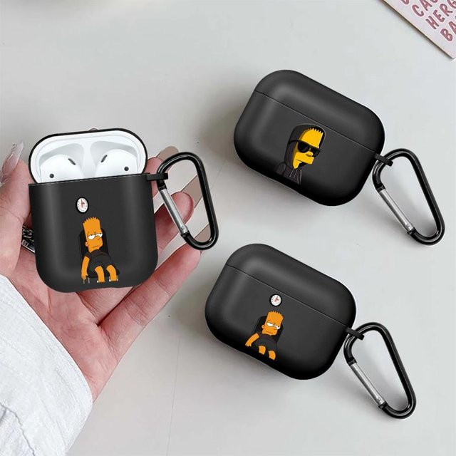 Schutzhülle im Simpsons Cartoon Design für AirPods Pro und AirPods 1 2 3 4 in Schwarz - Bild 1