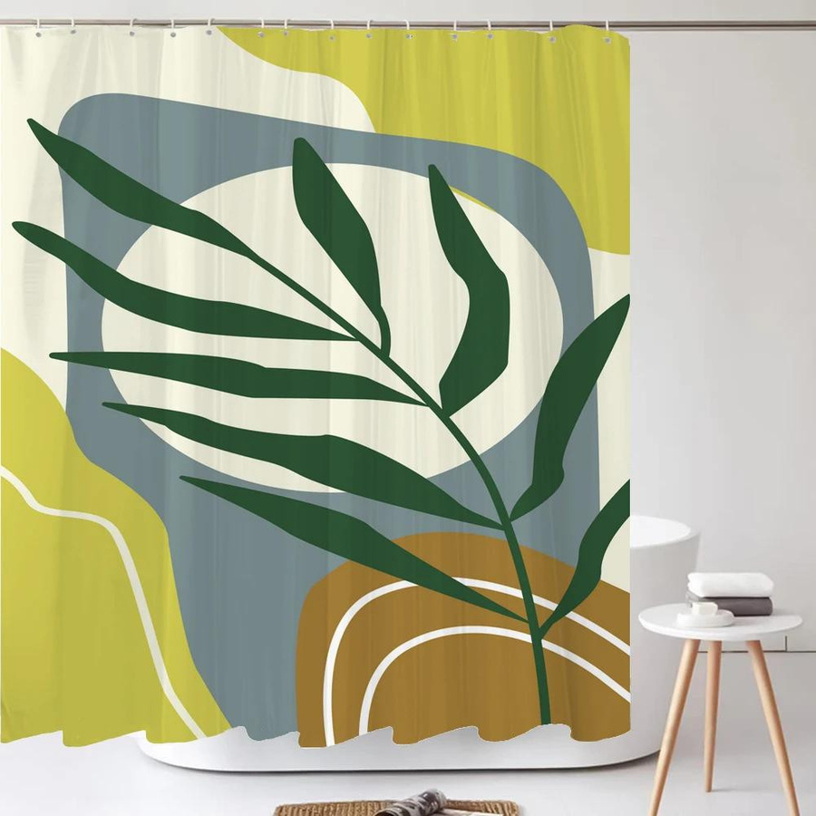Minimalistischer Duschvorhang aus Polyester in Weiß mit Haken und verstärkten Ösen, B/H: 90 x 180 cm - Bild 1