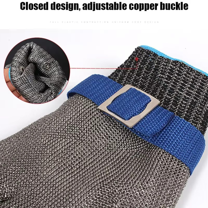 Schnittfester Edelstahlhandschuh aus Metallgeflecht in Silber, Größe XL, HPPE-Arbeitsschutzhandschuh Stufe 5 für Metzger und Küche - Bild 5