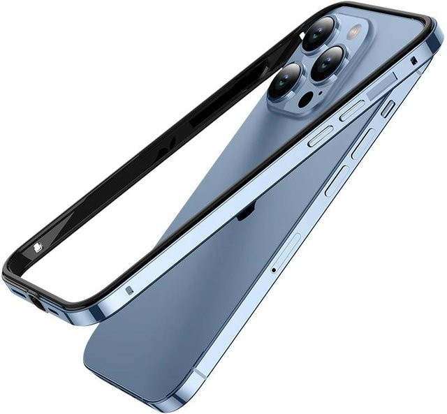 AIERHEBA Aluminium Metall Stoßstange Schutzhülle für iPhone 15 Pro Max, 14 Pro, 13 Pro, 12 Pro und weitere Modelle, Himmelblau - Bild 1