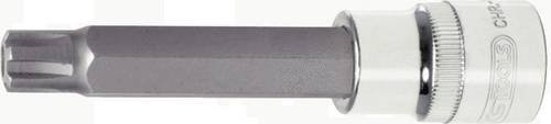 KS Tools CHROMEplus Bit-Stecknuss RIBE mit Stirnlochbohrung lang M14 1/2 Zoll Silber - Bild 1