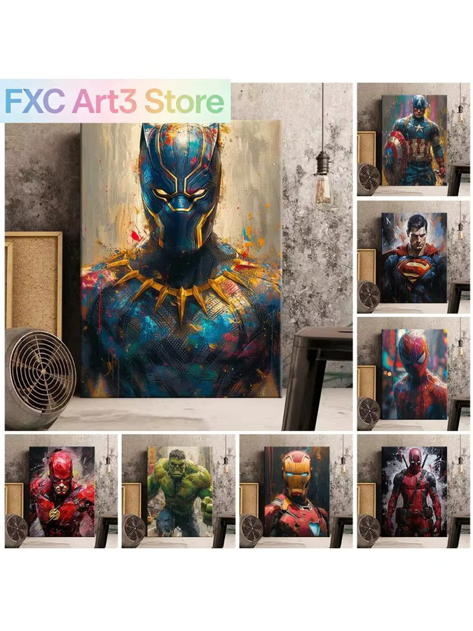Marvel Avengers Leinwand Wandbild mit Spider-Man, Captain America und Hulk in Mehrfarbig - Bild 3